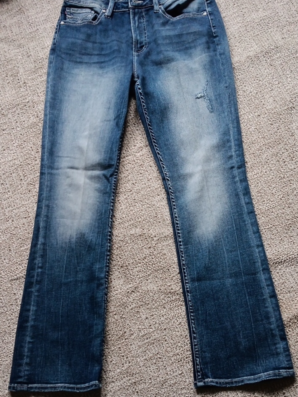 Vigoss Blue Flare Jeans with Faded Whiskering